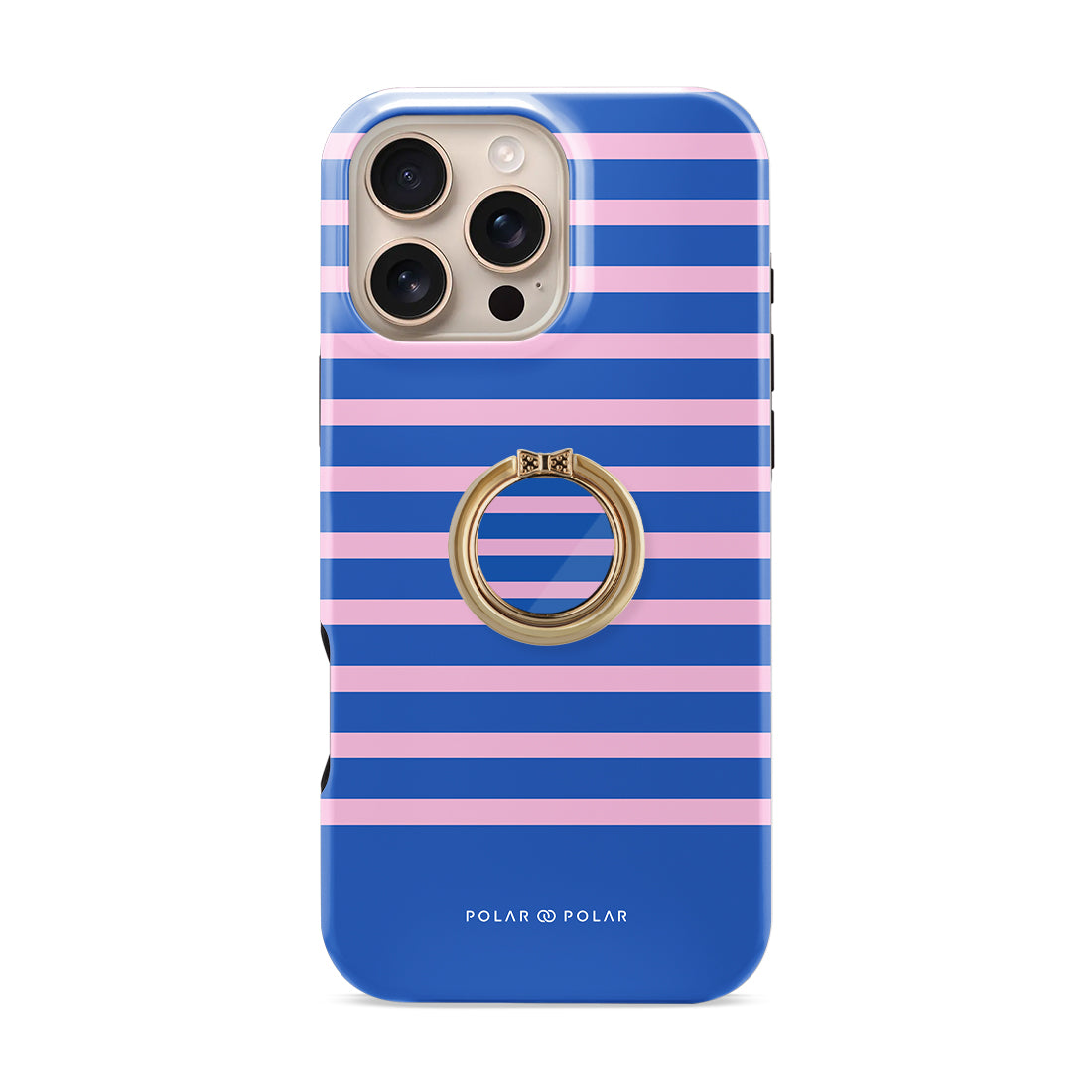 Navy Pink Stripe Phone Ring Holder  (Non-MagSafe)