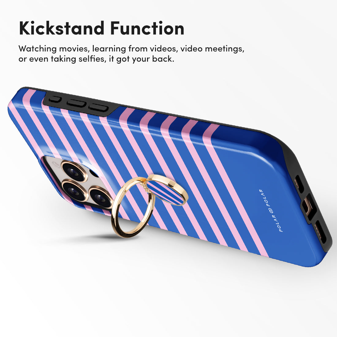 Navy Pink Stripe Phone Ring Holder  (Non-MagSafe)